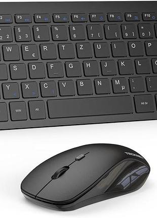 Комплект беспроводной клавиатуры и мыши tecknet, немецкая раскладка qwertz, беспроводная мини-мышь с