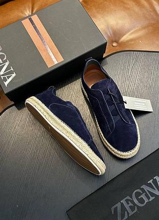 Чоловічі класичні кросівки з натуральної шкіри та замші zegna