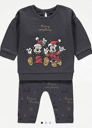Стильный костюмчик с микки disney baby, серый костюмчик, костюм