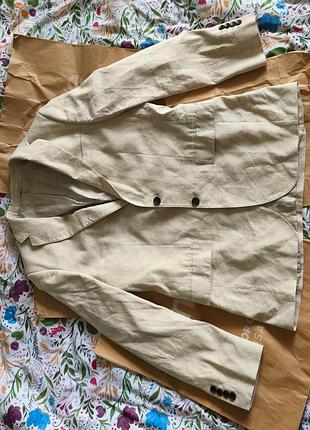 Піджак жакет m&s l-xl льняний літній чоловічий італійський бежевий