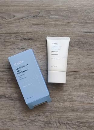 Солнцезащитный крем для лица starlike pdrn skin fit aqua sun cream с защитой spf 50+ pa++++ 50мл