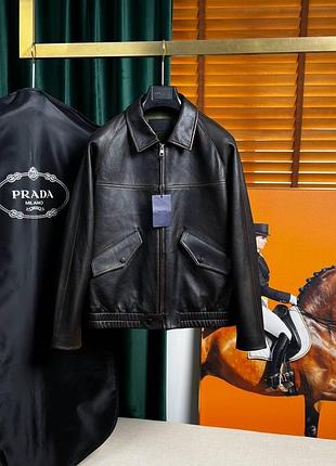 Чоловіча шкіряна куртка косуха prada