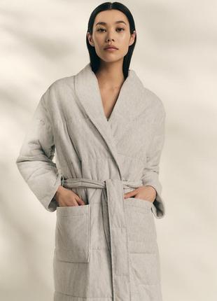 Теплий довгий стьоганий халат the white company