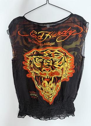 Жіночий вінтажний топ ed hardy by christian audigier tiger print