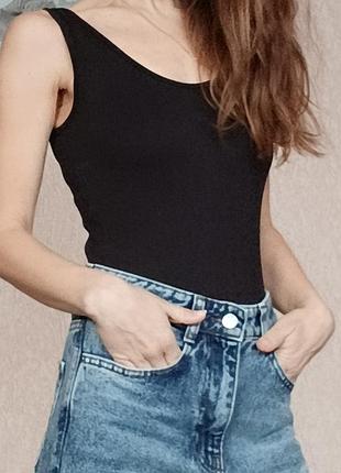 Базове чорне боді в рубчик від zara, ідеальна посадка!