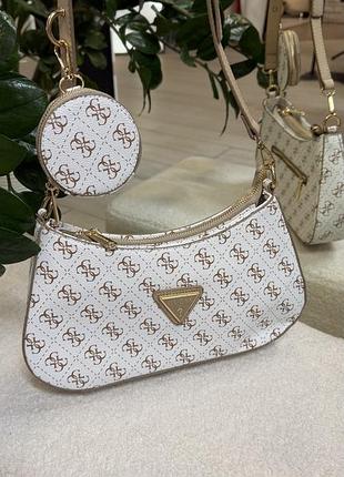 Сумка guess біла чорна клатч гесс 2