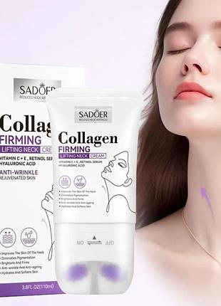 Антивіковий крем для шиї та зони декольте sadoer collagen firming lifting neck cream 110мл