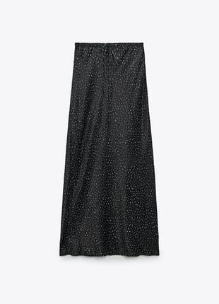 Zara сатиновая юбка в горох