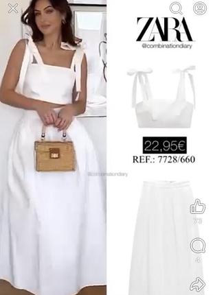 Zara топ белый с бантами