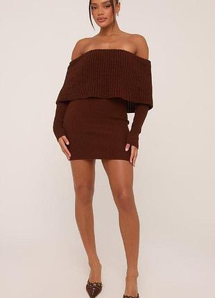 Шоколадна коричнева вʼязана сукня ego prettylittlething розмір м-l