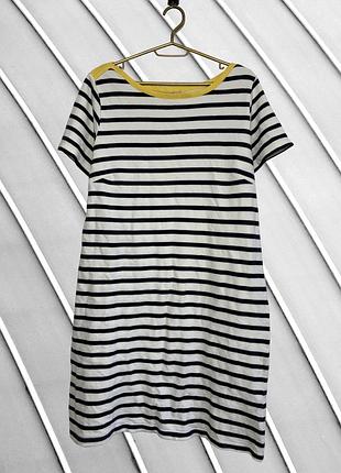 Жіноча трикотажна сукня в смужку nutmeg 16 l xl оригінал вільна чорно-біла сукня з жовтою горловиною літнє плаття натмег стан ідеал 48 50 батал