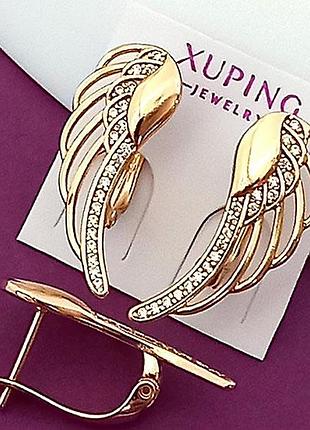 Сережки крила медзолото xuping jewelry 18k. 2,2 см
