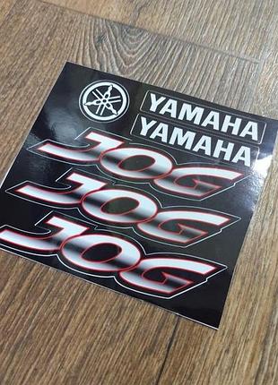 Наклейки на мотоцикл мопед скутер ямаха джог yamaha jog жог sa 39 36 j черные с красной окантовкой ламинированые
