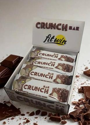 Блок батончиков fitwin crunch bar 25% шоколад-молочная карамель, 12шт по 50 грамм(без сахара)(53224144)