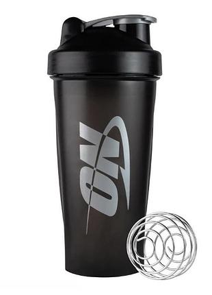 Шейкер optimum nutrition shaker on with metall ball 600 ml black/grey(599822)