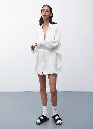 Белая оверсайз рубашка / рубашка от zara