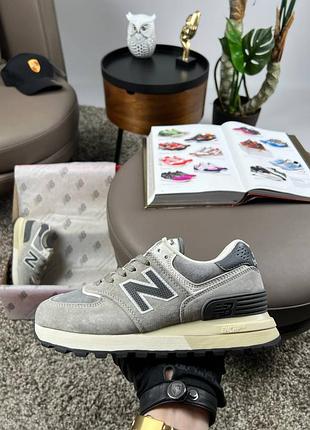 Женские кроссовки new balance x stone island grey white