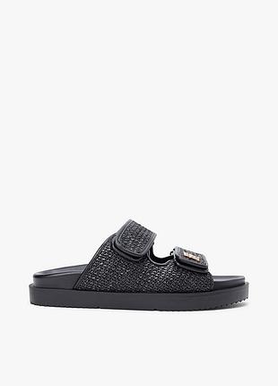 Женские шлепанцы босоножки сандалии tommy hilfiger double strap raffia sandal