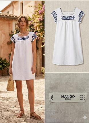 Женское платье mango этно бохо р s лён вискоза