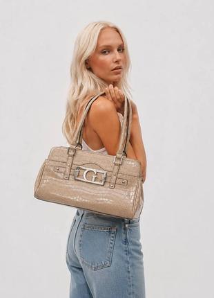 Guess сумка женская из кожи питона змеи бежевая