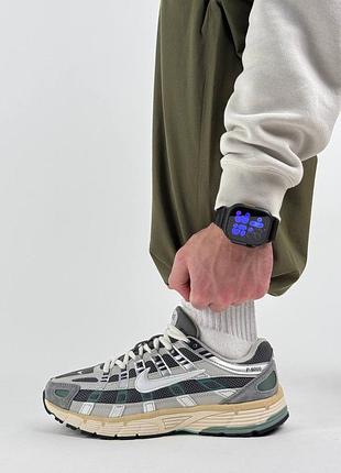 🐻 мужские кроссовки nike p-6000 grey beige green