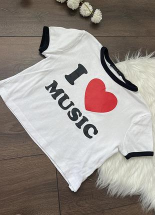 Біла футболка для дівчинки 14 років 164 см я люблю музику i love music жіноча футболка xs s 34 розмір