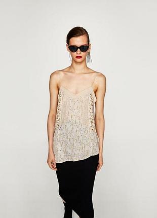 Асимметричная майка топ zara в цветочный принт