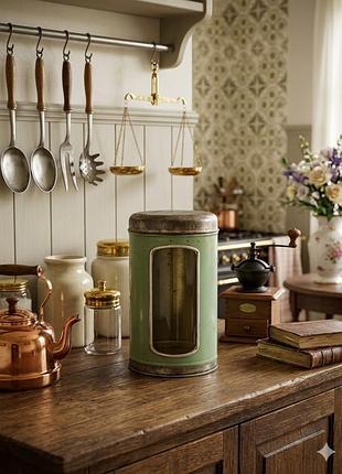 Brabantia!🌿 антикварная жестяная банка для сыпучих западная германия большая со смотровым окошком