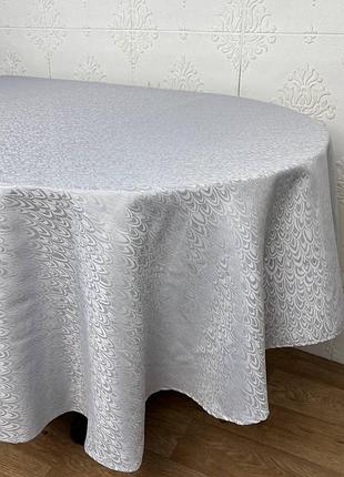 Скатертина жакардова 160х220 см oval grey