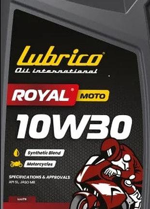 Масло моторное мотоциклетное полусинтетическое lubrico royal moto 10w30, 4 л - api sl, jaso mb