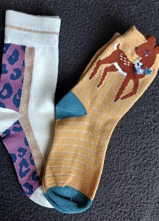 Носки для девочки с блесками, 3-5 лет,  2 шт 2