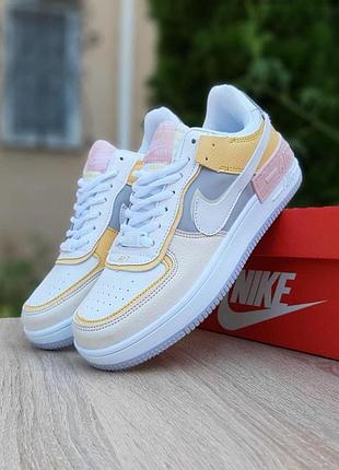Nike air force 1 shadow белые с бежевым и серым