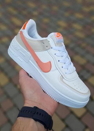 Nike air force 1 shadow белые с серым с пудрой
