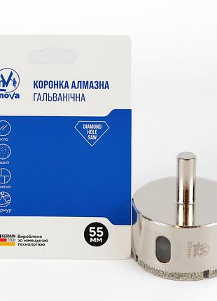 Коронка алмазная гальваническая t-nova 55 мм для плитки, керамогранита и стекла (под дрель/шуруповерт)