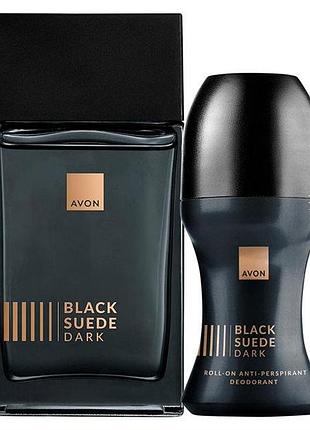 Набор avon мужская туалетная вода black suede dark 100 мл и шариковый дезодорант 50 мл