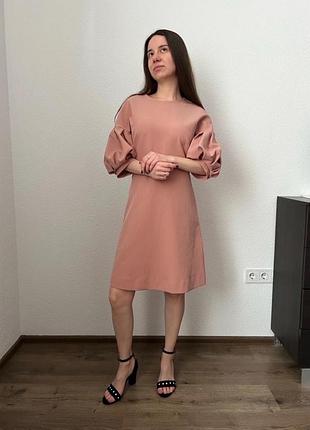 Сукня cop.copine рожева міді з об'ємними рукавами розмір 38