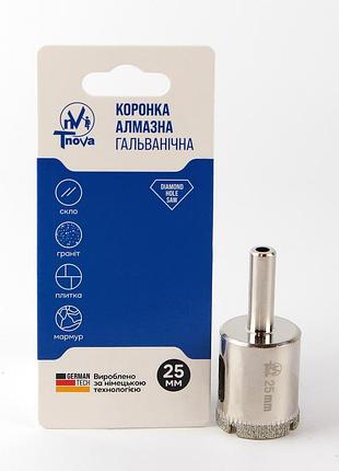 Коронка алмазная гальваническая t-nova 25 мм для плитки, керамогранита и стекла (под дрель/шуруповерт)