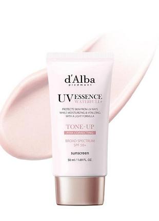 Conцезащитная эссенция d'alba uv essence waterfull tone-up pink correcting sun cream spf50+/pa++++