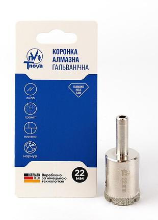 Коронка алмазная гальваническая t-nova 22 мм для плитки, керамогранита и стекла (под дрель/шуруповерт)