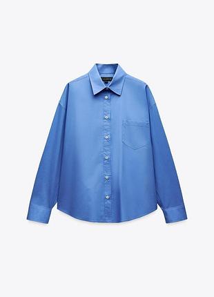Яскрава синя сорочка оверсайз zara