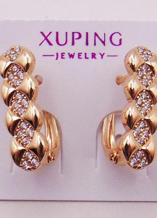 Серьги медсплав с фианитами xuping 16х5 мм xp185