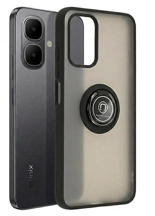 Чохол fiji colorframe для infinix smart 10 (x6725) матовий бампер з кільцем підставкою black