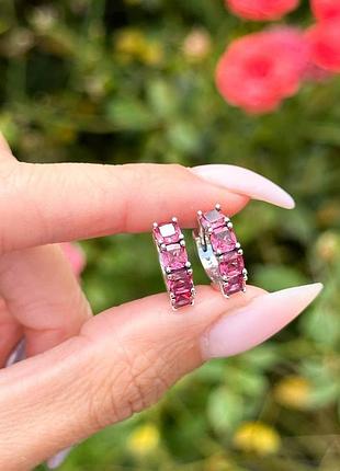 Серьги pandora розовые хупы пандора 293851c02