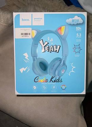 Дитячі навушники безпровідні hoco w39 cat ear