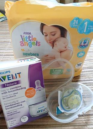 Пляшечка philips avent natural
пустышка philips avent ultra air 0-6 месяцев
подгузники asda little angels 1 размер