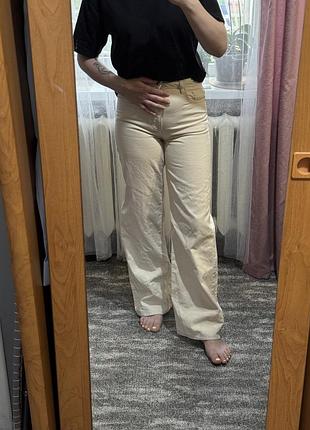 Бежеві широкі джинси палаццо wide leg 36р