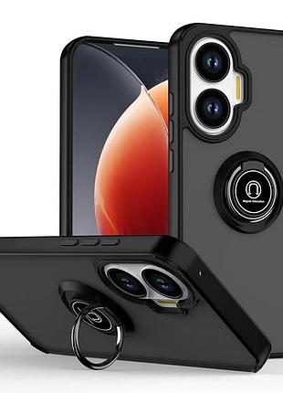 Чохол fiji colorframe для poco f7 матовий бампер з кільцем підставкою black