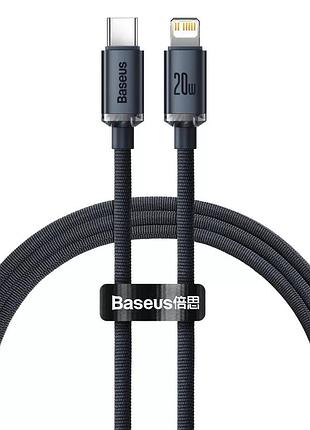 Кабель baseus crystal shine series type-c to lightning 20w 120см cajy000201 black