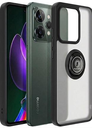 Чехол fiji colorframe для realme 15 pro 5g (rmx5101) матовый бампер с кольцом подставкой black