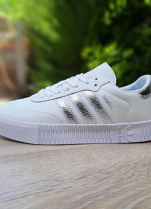 Adidas samba белые с серебром